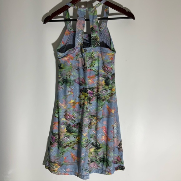 Prana Cantine Dress Blue Graceful Stretch Halter Double Strap back Round Neck XS - Picture 10 of 16